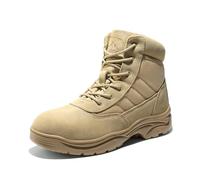 NORTIV 8 Men's Waterproof Tactical Work Boots Leather Outdoor Hiking Military 6 Inches Motorcycle Combat Boots,Size 8.5,Sand,Contractor-New