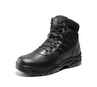 NORTIV 8 Men's Waterproof Tactical Work Boots Leather Outdoor Hiking Military 6 Inches Motorcycle Combat Boots,Size 8,Black,CONTRACTOR-NEW