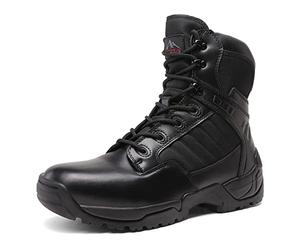 NORTIV 8 Men's Work Boots Side Zipper Mid Ankle Outdoor Motorcycle Combat Bootie Black Size 13 US/12 UK Desert