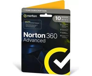 Norton 360 Advanced 10 Devices 1 Year + Identity Adviser - 5 Minute Delivery