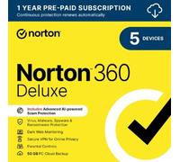 Norton 360 Deluxe Antivirus security Commercial 1 license(s) 1 year(s)