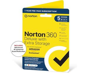 NORTON 360 DELUXE PLUS 100GB IN 1 USER 5 DEVICE 12MO AMAZON ENR DVDSLV
