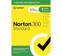 Norton 360 Standard, 2023 Ready, Antivirus software for 1 Device with Auto Renewal - Includes VPN, PC Cloud Backup & Dark Web Monitoring [Key Card]