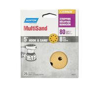 Norton 49223 Hook and Loop Premium Sanding Disc with 8 Holes, P80 Grit, Coarse Grade, Aluminum Oxide Abrasive