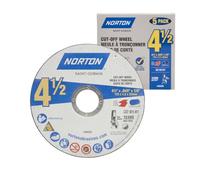 Norton Cut Off Wheel, 4 1/2 inch Cutting Disc for Angle Grinder, Aggressive Cutting for Metal and Stainless Steel, Pack of 5