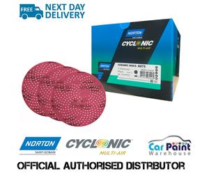 Norton Multi Air Cyclonic Fuschia Ceramic Sanding Discs 150mm 6" 50pk P500 -P600