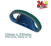 Norton R929 File Belt 10mm x 330mm P40 Grit 66623303110 Pack of 10