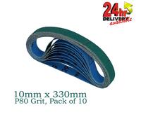 Norton R929 File Belt 10mm x 330mm P80 Grit 66623303270 Pack of 10