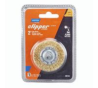 Norton Wire Brush, Clipper 2" Wire Wheel for Drill and Pencil Grinder, Coated Brass Brush for Cleaning, Crimped Wire Metal Brush, Pack of 1