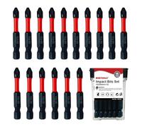 NORTOOLS 15pcs S2 Steel Magnetic Pozidriv Screwdriver Bit Set - (50mm) PZ2 Non-Slip, 1/4" Hex Shank, High Torque Impact Resistant for Drills & Screwdrivers