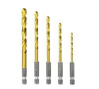 Nortools 5pcs Titanium Nitride Coated HSS Drill Bit Set with 1/4” Hex Shank(2-6mm) | 135° Self-Centering Split Point | for Steel, Soft Metal, Wood & Hard Plastic | with Protective Storage Case