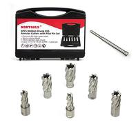 NORTOOLS Annular Cutters Set 6 PCS HSS M2 Weldon Shank Drills with Pilot Pin Holesaw Cutter for Wood Channel Steel Iron Stainless steel Plate Aluminum Brass Cast 12 14 16 18 20 22 mm