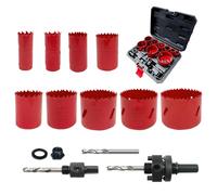 NORTOOLS Hole Saw Set 15 PCS Bi-Metal M3 Cobalt HSS Hole Saw Kit 19-64mm | Cutting Depth 40mm with 2 Mandrels, 3 HSS Pilot Drill Bits & Hex Key for Soft Metal Wood PVC Board Plastic, Hole Cutter Set