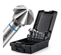 NORTOOLS M2 Countersink Bit Set, 6PCS HSS High-Speed Steel 90° 3-Flute DIN335C Chamfering Tool - Professional Metal & Plastic Countersinking Kit (6.3-20.5mm) for Stainless Steel, Iron, Copper