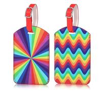 Norvens 2 Pcs Luggage Tags, Travel Leather Suitcase Backpack Labels, Luggage Tags with Name ID, Accessories for Travel Luggage Quick Identification(Water Ripples&Colorful Lines)
