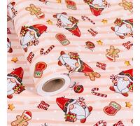 Norvens 44cm X 15m Christmas Wrapping Paper Roll - Recyclable Kraft Paper with Santa & Colorful Xmas Patterns for Gift Wrapping, Christmas, Weddings, Birthdays, Party Decor