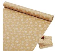 Norvens 44cm x 15M Christmas Wrapping Roll Features a Snowflake Pattern Made of Premium Kraft Paper, Ideal for Wrapping Christmas Gifts and Party Decorations