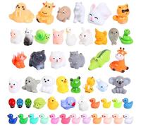 Norvens 52pcs Mini Resin Animals Set, Tiny Cute Animal Figurines for Dollhouse, DIY Crafts, Fairy Garden Decor, Aquarium Landscape, Kids Creative Projects, Miniature Dollhouse Accessories