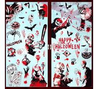 Norvens 8 Sheets Window Stickers - 178Pcs Halloween Designs Skulls Clowns Ghosts Bats and Spiders - Easy Peel & Stick - Perfect for Decorations