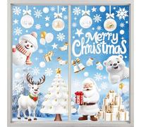 Norvens 9 Sheets Static Merry Christmas Window Clings - White Stereo Static Sticker for Party Supplies