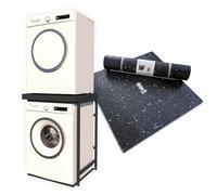 Norvic Appliance Stand - Grey with Worktop, Anti-Tip Plinth +1 Anti-Vibration Mat (600×600×8mm) | Heavy-Duty Washing Machine Stand & Universal Stacking Kit | Washer & Dryer Pedestal for Laundry