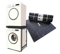 Norvic Appliance Stand - Grey with Worktop, Anti-Tip Plinth +2 Anti-Vibration Mats (600×600×8mm) | Heavy-Duty Washing Machine Stand & Universal Stacking Kit | Washer & Dryer Pedestal for Laundry