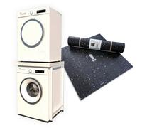 Norvic Appliance Stand Universal Stacking Kit With Anti-Tip Plinth For Washing Machine, Dryer, Dishwasher - White + 1 Mat Bundle