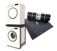 Norvic Appliance Stand - Grey with Worktop, Anti-Tip Plinth +2 Anti-Vibration Mats (600×600×8mm) | Heavy-Duty Washing Machine Stand & Universal Stacking Kit | Washer & Dryer Pedestal for Laundry