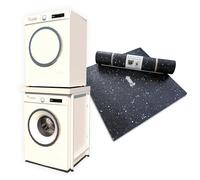 Norvic Appliance Stand - White with Worktop, Anti-Tip Plinth +1 Anti-Vibration Mat (600×600×8mm) | Heavy-Duty Washing Machine Stand & Universal Stacking Kit | Washer & Dryer Pedestal for Laundry
