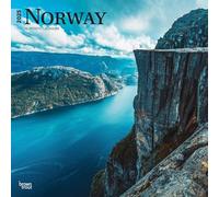 Norway 2025 12 x 24 Inch Monthly Square Wall Calendar Plastic-Free BrownTrout Travel Europe Scandinavian Fjords