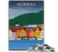 Norway at Night Poster Jigsaw Puzzles 1000 Pieces for Adults Teens, Stress Reliever Staycation Kill Time Enhance Love between Couples 1000pcs(26x38cm)
