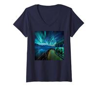 Norway Auroa Borealis Cruise Northern Lights Expedition V-Neck T-Shirt