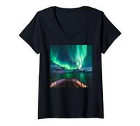 Norway Auroa Borealis Cruise Northern Lights Vacation Merch V-Neck T-Shirt