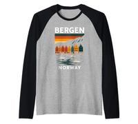 Norway Bergen Bryggen Norwegian Architecture Oslo Retro Raglan Baseball Tee