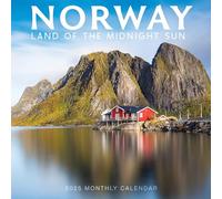 Norway Calendar 2025 | Land of the Midnight Sun | 12" x 24" Norwegian Travel Wall Calendar 12 Month | Marble City Press | Oslo Alesund Arctic Circle Aurora Borealis | 2024-2025 Calendar