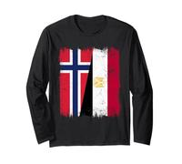 Norway Egypt Half Flag Norwegian Egyptian Heritage Long Sleeve T-Shirt
