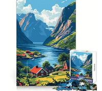 Norway Fjord Landscape Hard Jigsaw Puzzle for Adults 1000 Pieces Boost Memory Soothing Play Premium Cut Perfect Present (50x75cm)