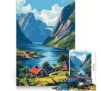 Norway Fjord Landscape Jigsaw Puzzle for Teenagers 1000 Pieces Memory Boost Indoor Play Image Assembly (38x52cm)