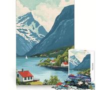 Norway Fjord Landscape Jigsaw Puzzles 1000 Pieces for Teenagers Recall Boost Serene Time Smooth Cut Elegant Gift (38x26cm)