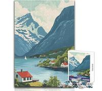 Norway Fjord Landscape Teenagers 1000 Pieces Puzzle Educational Reasoning Skill Game Ideal Thoughtful Gift for All Events Size 50x75cm
