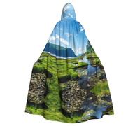 Norway Fjord Nature Cape Adult Halloween Party Cloak-Stylish Pumpkin Theme Hooded Wizard Robe Cosplay Costumes Black