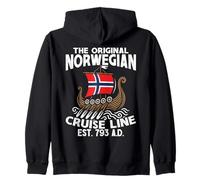 Norway Flag Boat Original Norwegian Cruise Line Zip Hoodie
