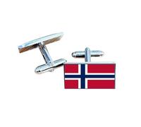 Norway Flag Cufflinks - Norwegian National Emblem Gift for Men | Red Flag with Blue & White Nordic Cross Design | Groomsmen Wedding Gift | Gift Box Included | Proud Norway Heritage Keepsake
