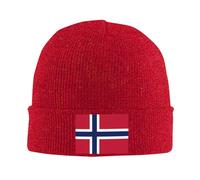 Norway Flag Knitted Hat Norway Knit Caps Beanie Norwegian Skull Hat for Men Women, Red, One size