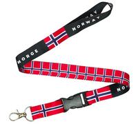 Norway Flag Lanyard - Red, Blue & White Norwegian Flag Neck Strap - 57cm Premium Polyester Lanyard with Quick Release Buckle & Metal Swivel Hook for Keys, Passes & ID Cards - Patriotic Gift Idea