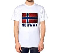 Norway Flag Mens Scandinavia Nation Top Country Tshirt Football Eurovision T ShirtWhiteLarge