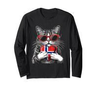 Norway Flag Norwegian Roots Cat Norwegian Pride Long Sleeve T-Shirt