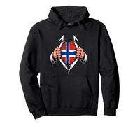 Norway Flag Ripped Graphic Norwegian Pride Roots Pullover Hoodie