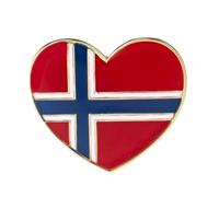 Norway Heart Flag Enamel Metal Lapel Pin Badge - Norwegian Red Blue White Nordic Cross Heart Shape - Patriotic Love Collectible Souvenir Gift for Jacket, Hat or Bag - 2.4cm x 2.2cm