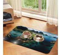 Norway Islands Absorbent Leather Pet Tablecloth Non-Slip Dining Pad For Puppy Kitten Food Water Bowls